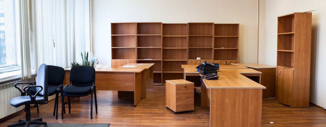 An empty office with office furniture