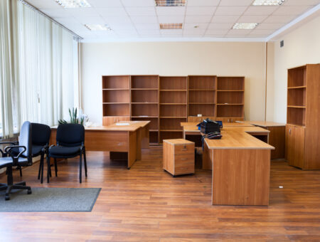 An empty office with office furniture
