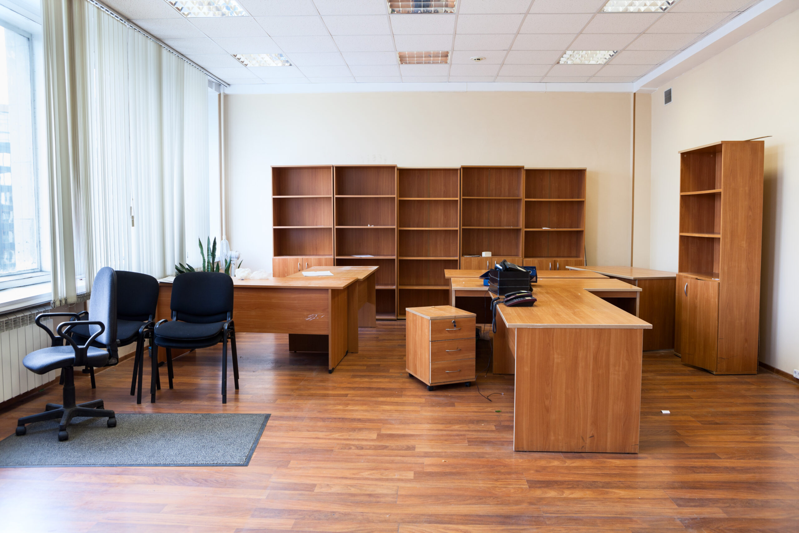An empty office with office furniture
