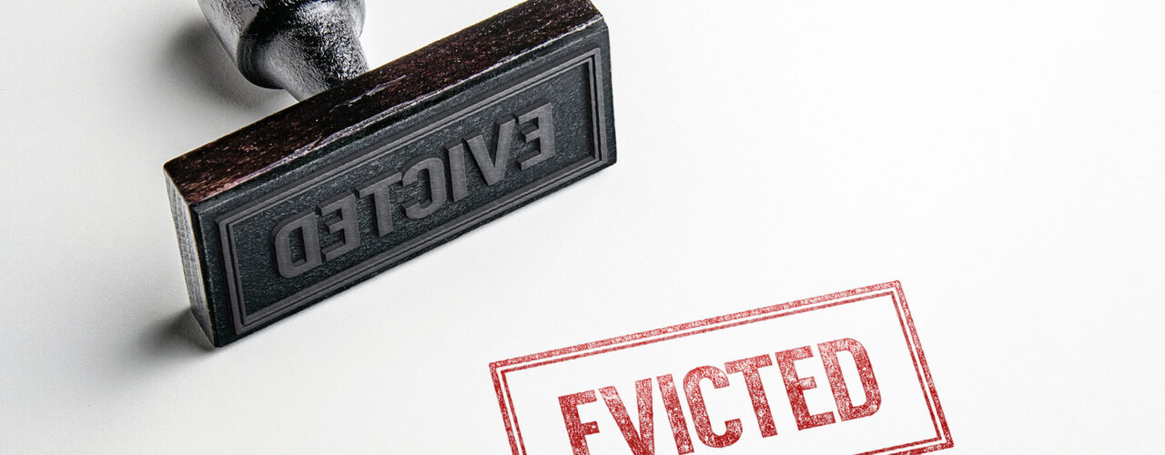 An 'Evicted' stamp