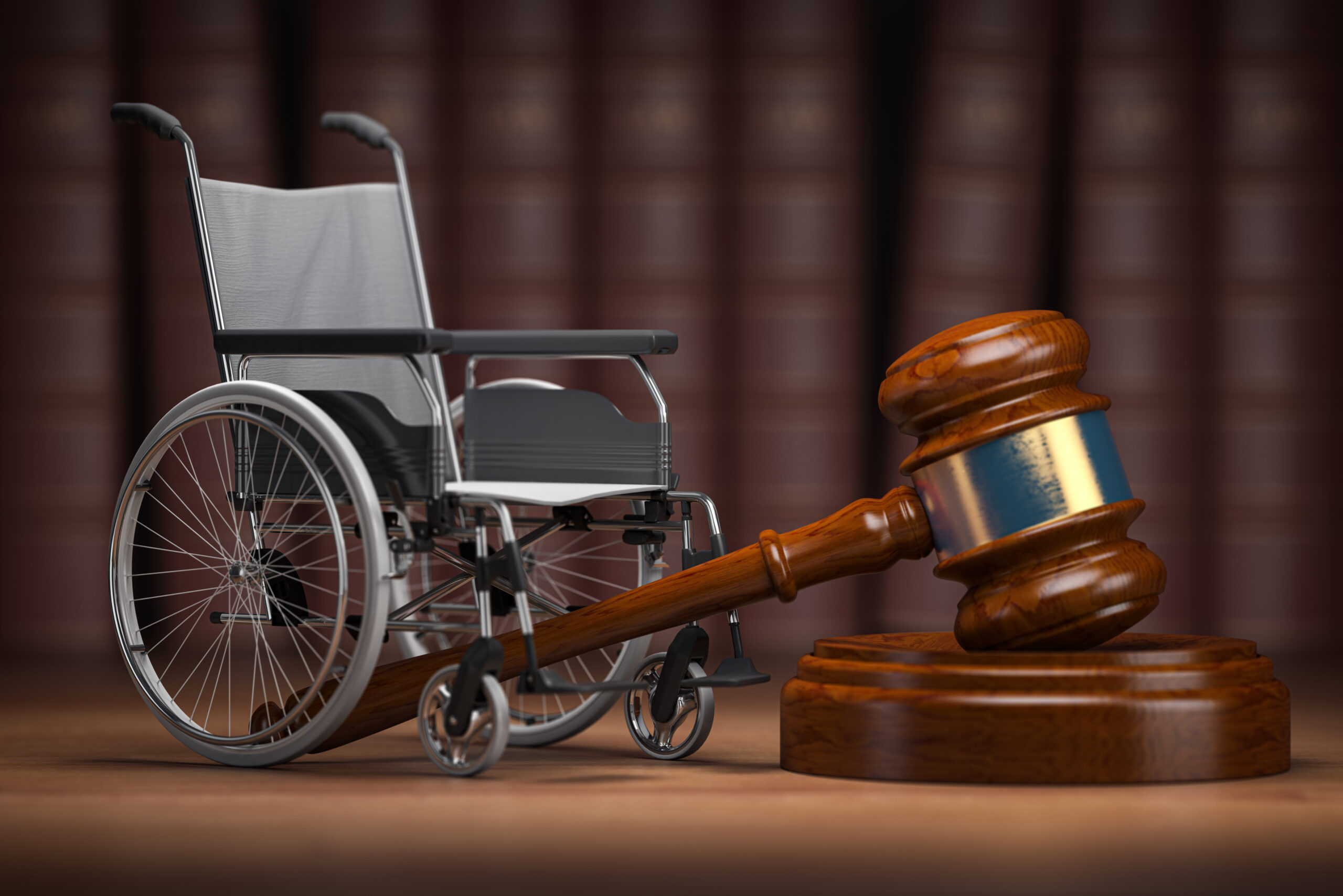 A gavel and a wheelchair