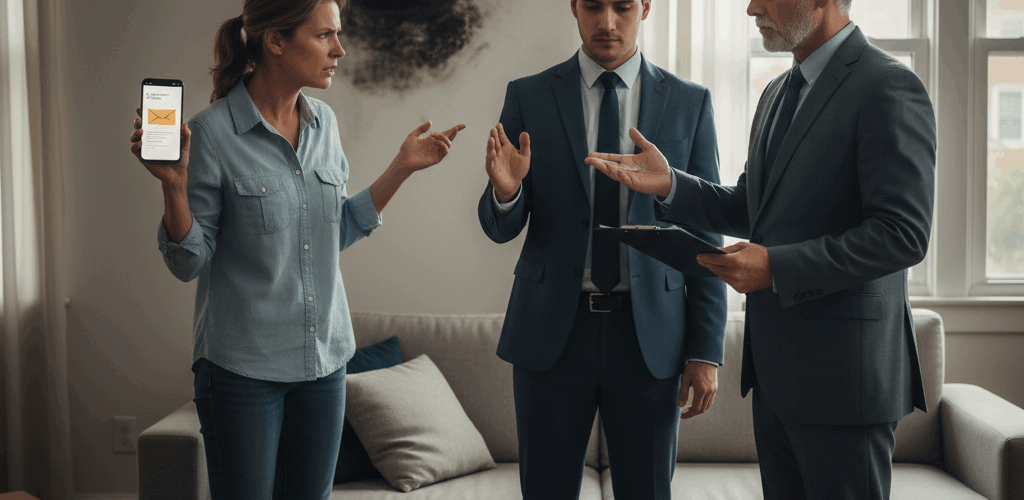 An image of a landlord and tenants dealing with a dispute
