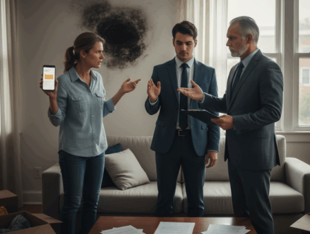 An image of a landlord and tenants dealing with a dispute