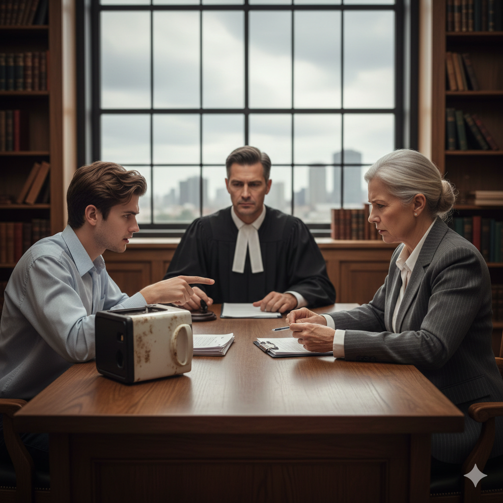 A mediation session between a landlord and a tenant