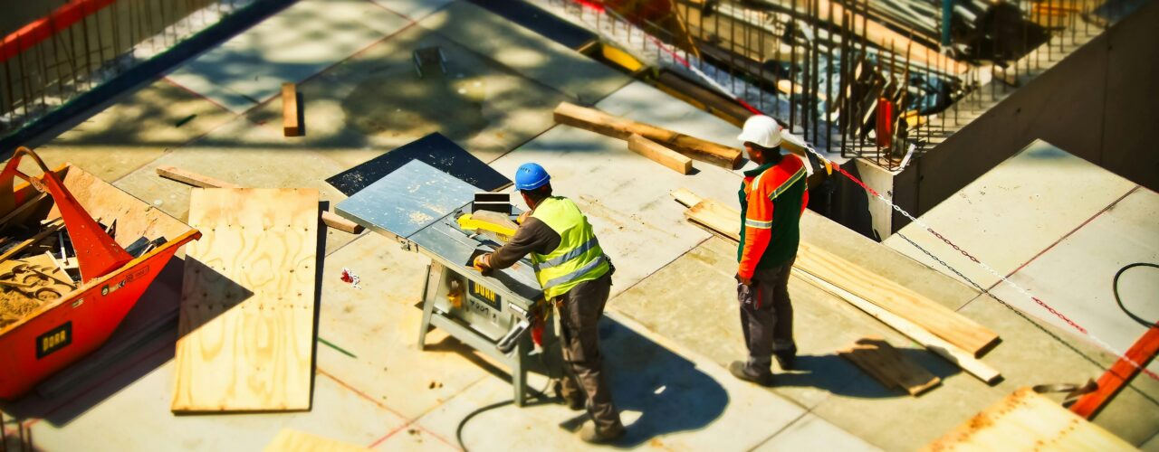 Builders on a construction site