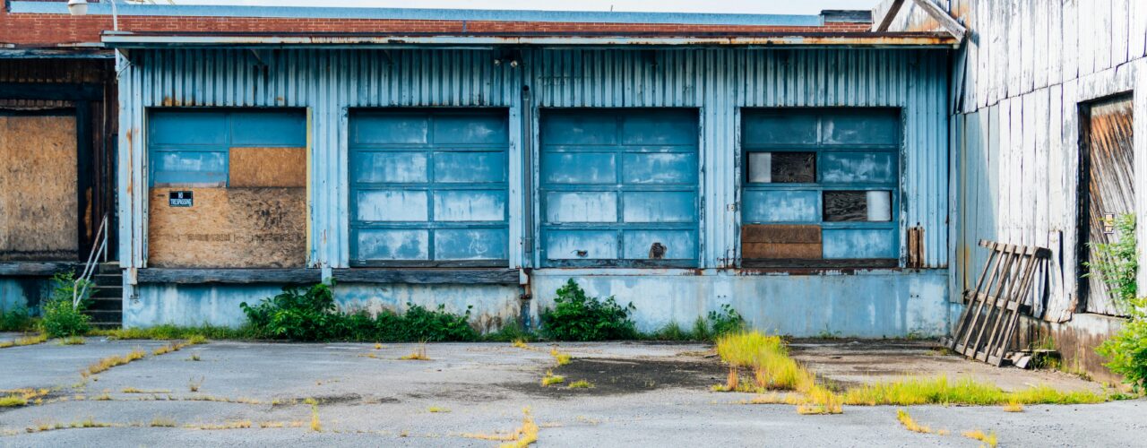 A dilapidated commercial property