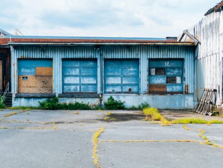 A dilapidated commercial property