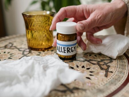 An image of a bottle with the label 'allergy' on it