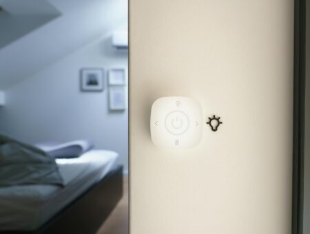 Smart meter installed on a wall