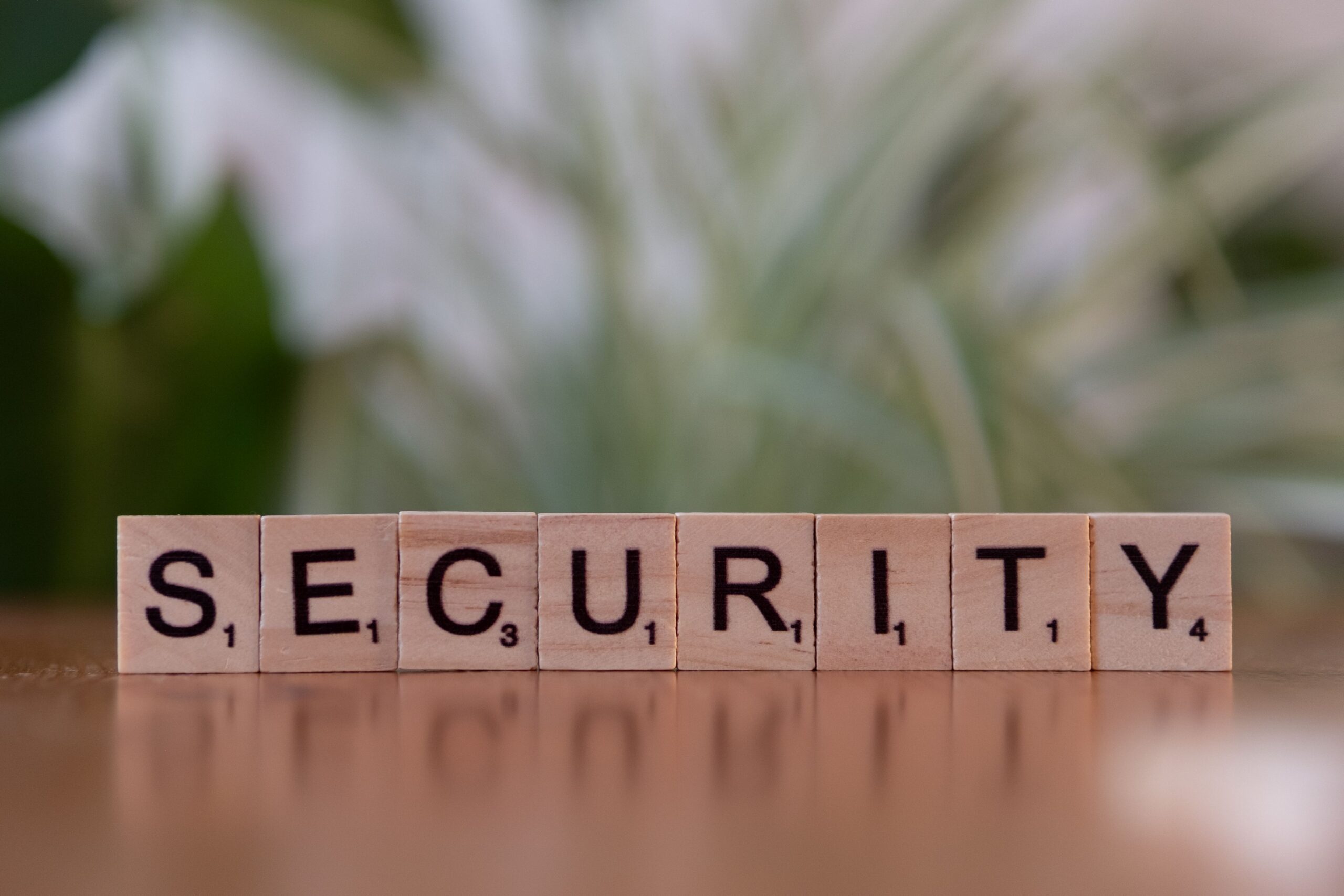 Word tiles spelling out the word 'security'