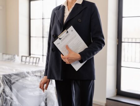 A business woman in a new office