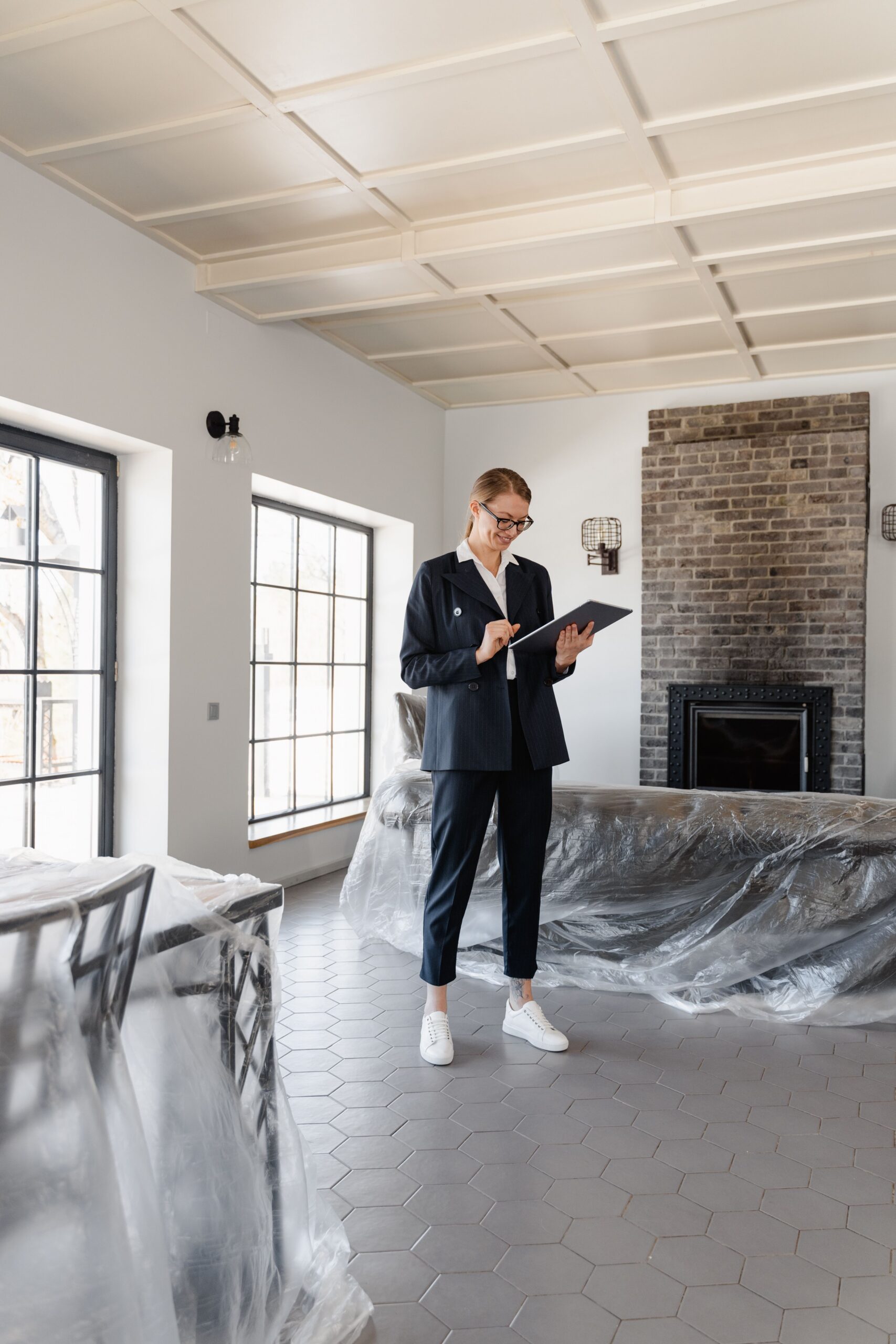 A business woman in a brand new office 